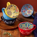 Bohemian Hand-Painted Red Ceramic Coffee Mug