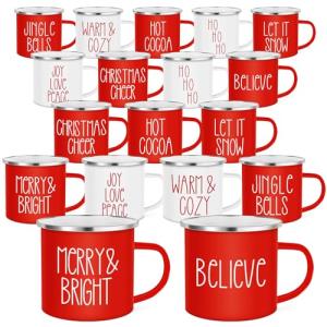18 Pcs Enamel Christmas Coffee Mugs Set