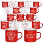 18 Pcs Enamel Christmas Coffee Mugs Set
