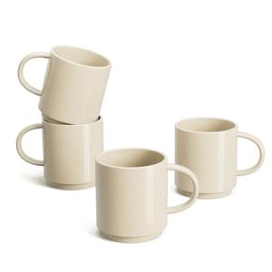Stackable Porcelain Coffee Mugs - Set of 4