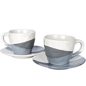 Bosmarlin Grey Stoneware Coffee Mug and Saucer Set