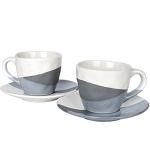 Bosmarlin Grey Stoneware Coffee Mug and Saucer Set
