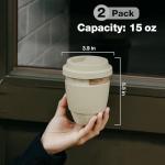 2 Pack Ceramic Travel Mugs with Silicone Lids