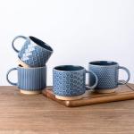 Stackable Ceramic Coffee Mugs Set of 4 - Blue