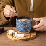 Stackable Ceramic Coffee Mugs Set of 4 - Blue