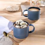 Stackable Ceramic Coffee Mugs Set of 4 - Blue