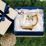 Butterfly Daisy Glass Tea Cup and Spoon Set