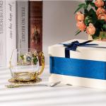 Butterfly Daisy Glass Tea Cup and Spoon Set