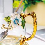 Butterfly Daisy Glass Tea Cup and Spoon Set