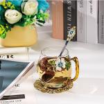 Butterfly Daisy Glass Tea Cup and Spoon Set