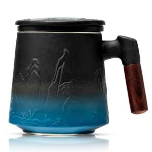 Gradient Ceramic Tea Cup with Infuser and Lid