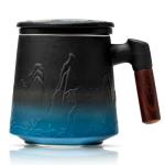 Gradient Ceramic Tea Cup with Infuser and Lid