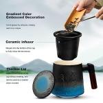 Gradient Ceramic Tea Cup with Infuser and Lid