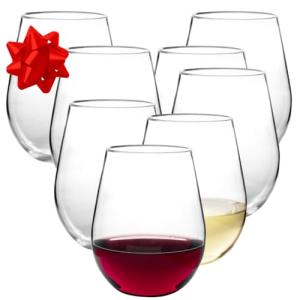 D'Eco Unbreakable Tritan Wine Glasses, 20 oz (Set of 8) – Shatterproof, Crystal-Clear, BPA-Free Plastic Tumblers – Dishwasher Safe Indoor/Outdoor Wine Cups for Fall Entertaining & Holiday Gatherings