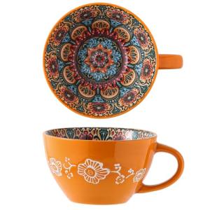 Bohemian Hand-Painted Ceramic Mug 15 Oz