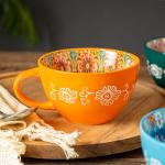 Bohemian Hand-Painted Ceramic Mug 15 Oz