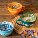 Bohemian Hand-Painted Ceramic Mug 15 Oz