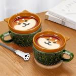 Cute Kawaii Dog Mug,Dog Coffee Mugs with Lids,Novelty Animal Coffee Ceramic Tea Cup Dessert Saucer Set,Christmas Birthday Presents for Girls Friend Kids,Dog lovers gifts for women
