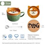 Cute Kawaii Dog Mug,Dog Coffee Mugs with Lids,Novelty Animal Coffee Ceramic Tea Cup Dessert Saucer Set,Christmas Birthday Presents for Girls Friend Kids,Dog lovers gifts for women