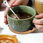 Cute Kawaii Dog Mug,Dog Coffee Mugs with Lids,Novelty Animal Coffee Ceramic Tea Cup Dessert Saucer Set,Christmas Birthday Presents for Girls Friend Kids,Dog lovers gifts for women