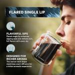 ovalware Double Wall Single Lip Insulated Glass Cup, Set of 2 (12oz / 350ml) - Borosilicate Glass For Coffee, Tea, Whiskey, Cocktails & All Beverages - Minimalistic & Durable Double-Wall Drinking Mug