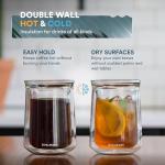 ovalware Double Wall Single Lip Insulated Glass Cup, Set of 2 (12oz / 350ml) - Borosilicate Glass For Coffee, Tea, Whiskey, Cocktails & All Beverages - Minimalistic & Durable Double-Wall Drinking Mug