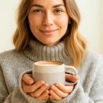 Ava Nord Ceramic Coffee Mugs Set of 4, 12 oz Stoneware Coffee Cups with Comfortable Handle for Latte, Tea, Cappuccino, Cocoa -Microwave and Dishwasher Safe - Modern Unique Aesthetic - Reactive Glaze