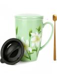 Large 17 OZ Ceramic Tea Infuser Mug - Green