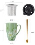 Large 17 OZ Ceramic Tea Infuser Mug - Green