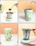 Large 17 OZ Ceramic Tea Infuser Mug - Green