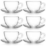 Tosnail 6-Pack Glass Tea Cups and Saucers