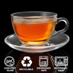 Tosnail 6-Pack Glass Tea Cups and Saucers