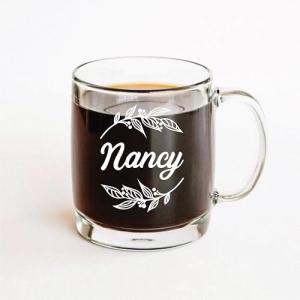 Personalized 12oz Engraved Glass Coffee Mug