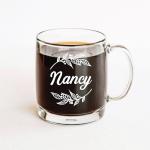 Personalized 12oz Engraved Glass Coffee Mug