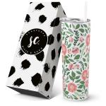 Floral Insulated Travel Tumbler with Straw