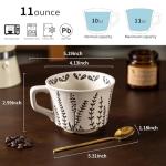 Ceramic Latte Mug Set with Gold Spoons - 4 Pack