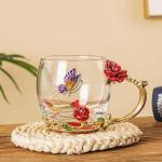 Elegant Glass Tea Cup Set with Spoon