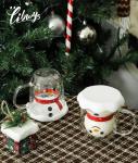 Snowman Christmas Mugs Set with Snowflake Lid