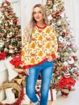 Gingerbread Teacup Graphic Christmas Sweatshirt for Women