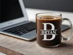 Personalized 12oz Engraved Glass Coffee Mug