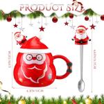 Cute Christmas Mugs Set with Santa Hat and Spoon