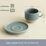 Minimalist Handmade Ceramic Cappuccino Mug & Saucer