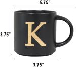 Personalized Black Ceramic Mug with Gold Initial
