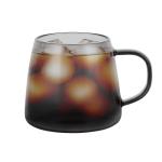 Smoky Black Glass Coffee Mug with Anti-Scald Handle