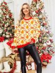 Gingerbread Teacup Graphic Christmas Sweatshirt for Women