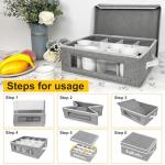 Homyfort Grey Mug Storage Box with Dividers