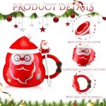 Cute Christmas Mugs Set with Santa Hat and Spoon