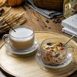 Gezzeny Vintage Set of 2 Embossed Glass Mugs