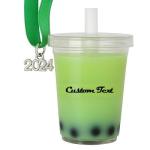 Personalized Boba Tea Keychain Ornament - Green