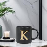 Personalized Black Ceramic Mug with Gold Initial